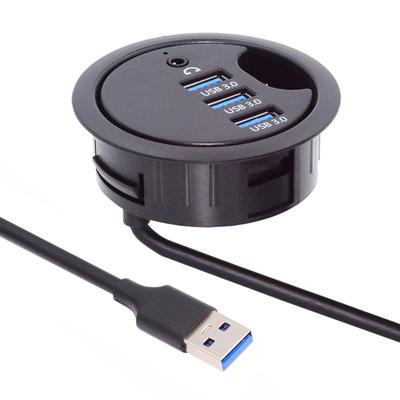 Cablecc 3-портовый USB-концентратор, звуковая карта, USB-разветвитель, 60-миллиметровая настольная заглушка, док-станция, наушники, микрофон, аудиоинтерфейс для настольного ПК и Audio 3.0 (USB