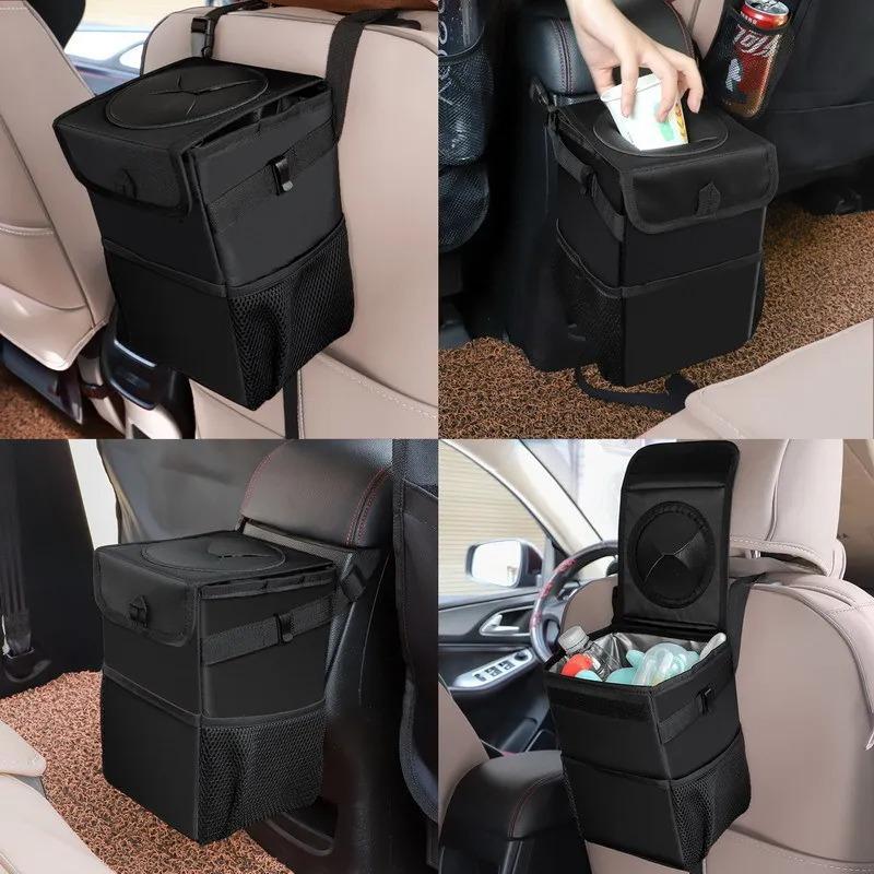 Portable Car Trash Can Foldable Storage Box-Multifunctional Vehicle Organizer Car Waste Bin Compact Storage Bin for Car Interior