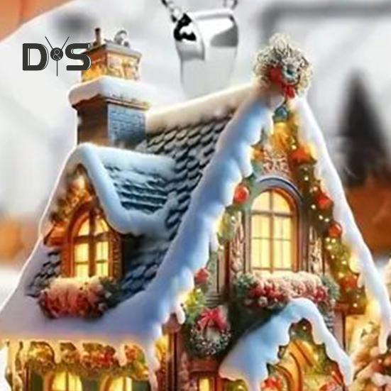 Рождественский орнамент снежный деревенский домик подвеска 2D плоский акриловый бревенчатый домик подвесное украшение для дома автомобиль елка декор