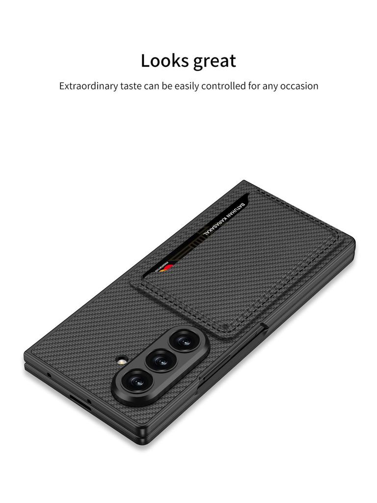 Ультратонкий кожаный чехол для телефона Samsung Z Fold7 с держателем для карт и подставкой