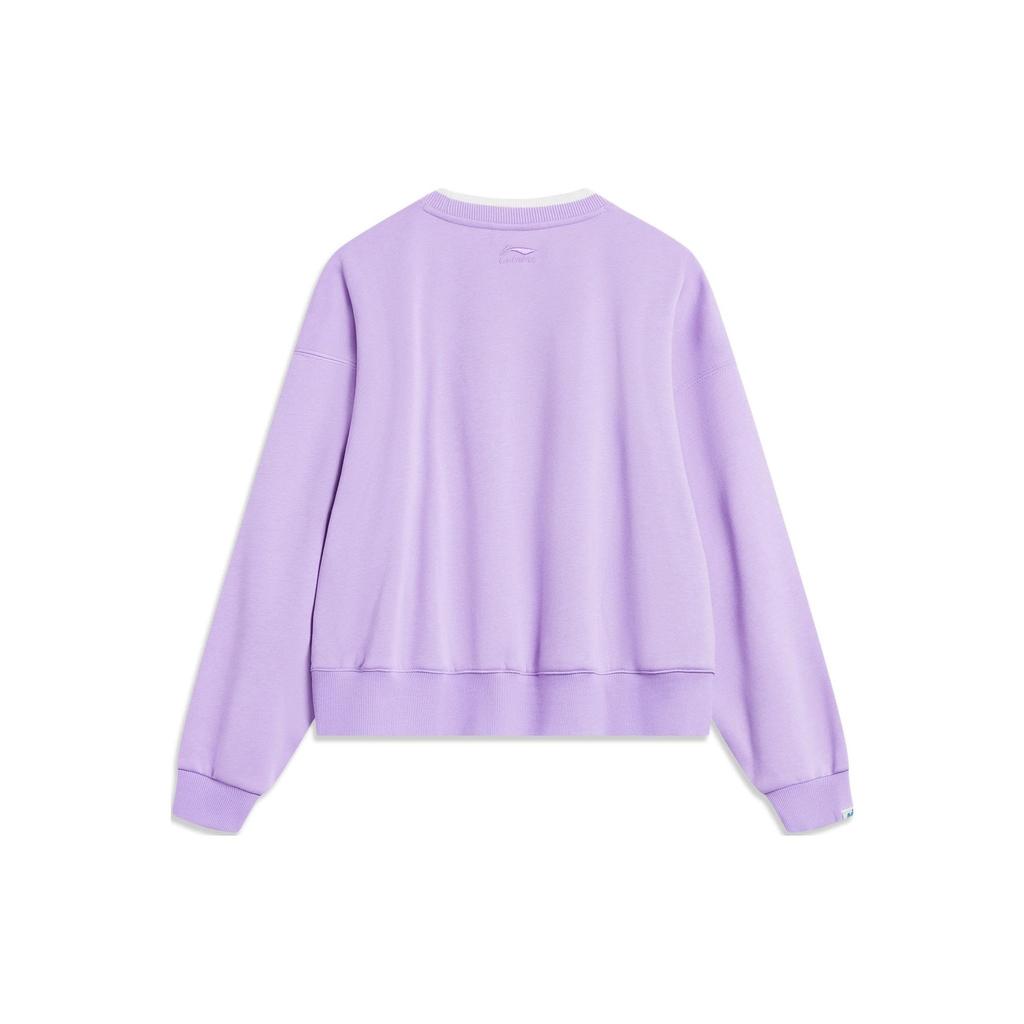 Li Ning X Disney Monsters University Collaboration Letter Cartoon Print Флисовый теплый свободный свитер Женская толстовка Фиолетовый AWDT808-3