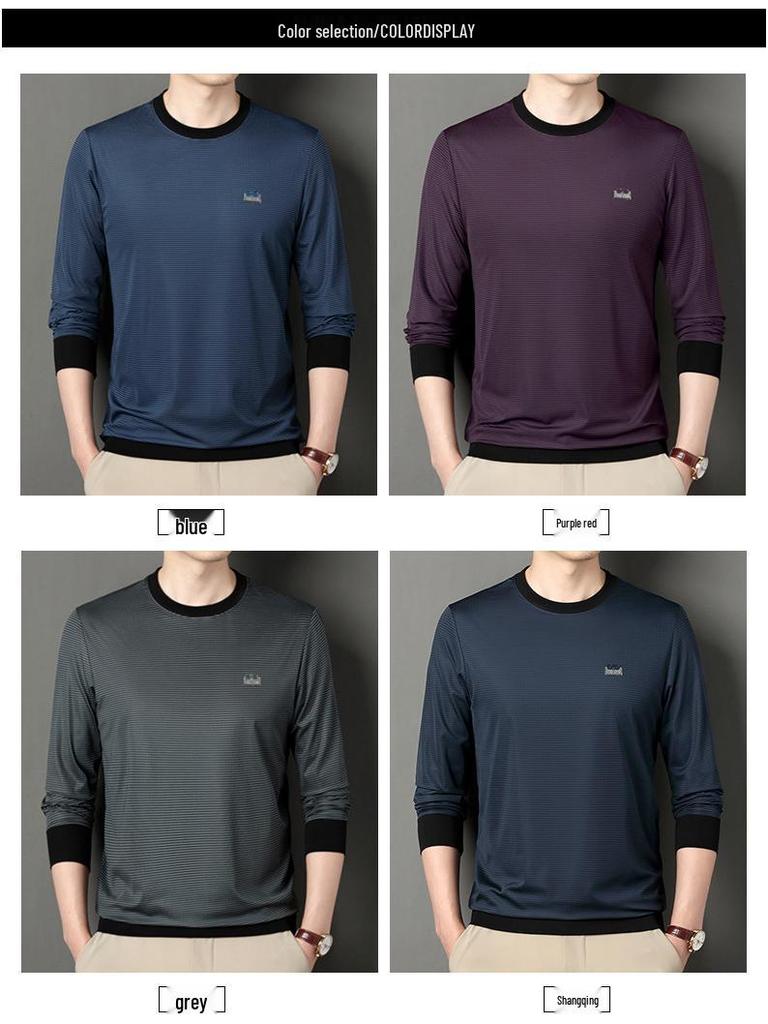 Мужской полосатый свитшот с длинным рукавом и круглым вырезом для весны и осени