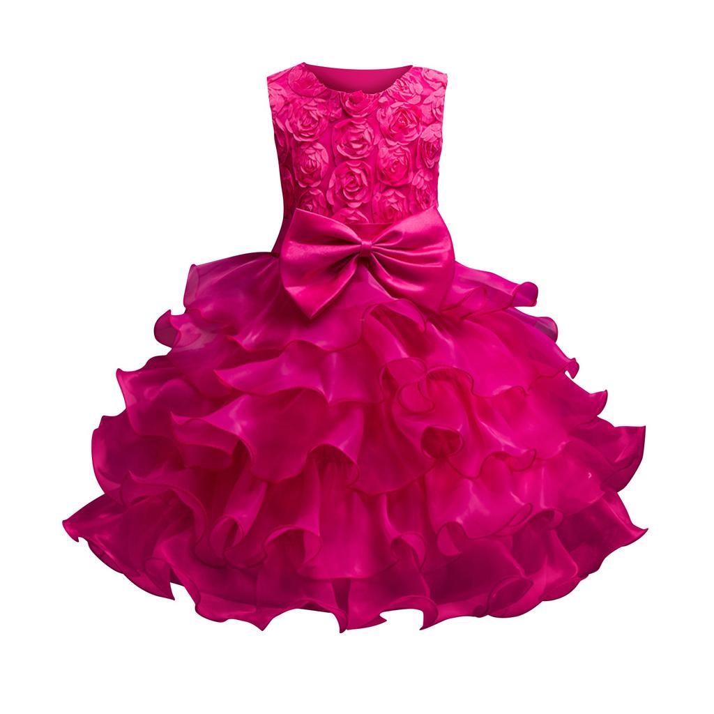 Детское платье Платье принцессы с бантом Однотонное платье для торта с блестками