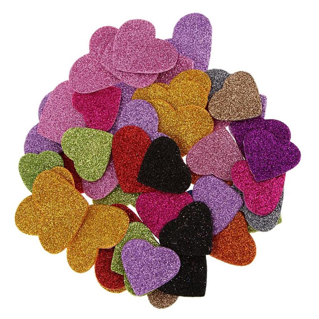 50pcs Wall Sticker Glittering Effect Heart Foam DIY Decal Home Kindergarten Decoration