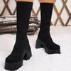 2025 Новый стиль женские сапоги на высоком каблуке вязаные теплые женские эластичные носки сапоги для сцены подиума повседневные женские модные сапоги без застежек