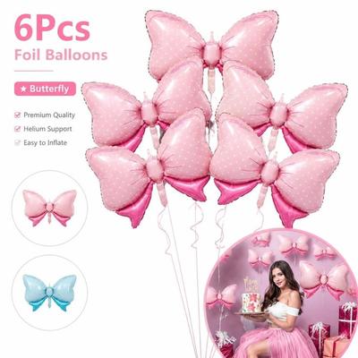 6Pcs Reusable Bow Balloons Large Party Balloons Decorative Aluminum Foil Balloons Birthday Party