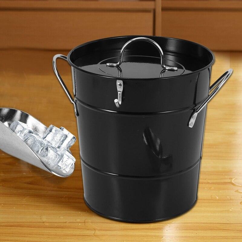 Tin densified bucket with lid round portable ice bucket small ice bucket beard bark beer bucket ice cubes ice cube container | ice bucket and clips