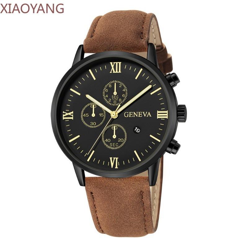 Novo Relógio casual Masculino De Quartzo Com Pulseira De Couro Mostrador
