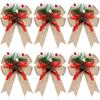 6PCS Christmas Pinecone Pine Needle Bow Christmas Grid Ribbon Bow Christmas Tree Decoration Bow Home Furnishings