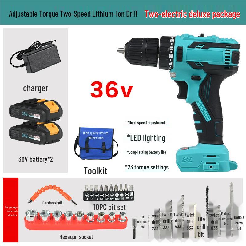 Dayi High Power Brushless Lithium Battery Handheld Impact Drill & Rechargeable Electric Screwdriver