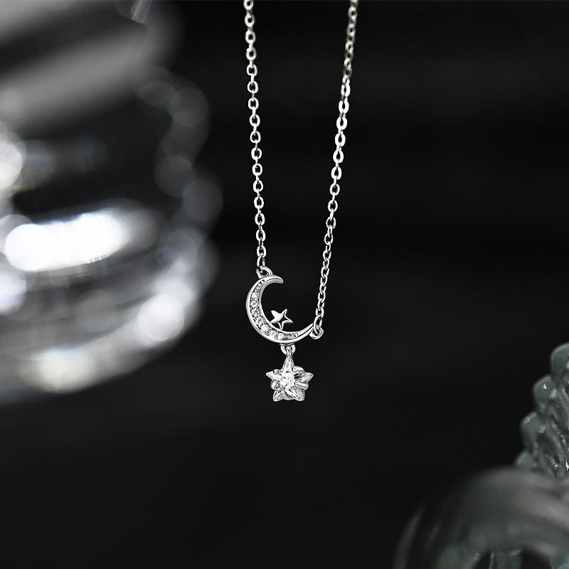 Изысканное, легкое, роскошное, высококачественное, ожерелье «Звезда и Луна», супер сверкающее, модное, изысканное, маленькое и маленькое колье на ключицу