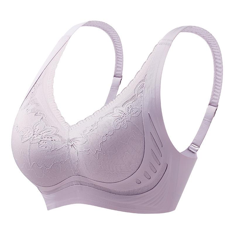 Underwear women's thin styles, large breasts, small soft support, gathering without steel ring, double breasts, anti-sagging lace,large size bra cover