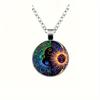 Fashion Sun Moon Pattern Glass Alloy Pendant Necklace for Men Women