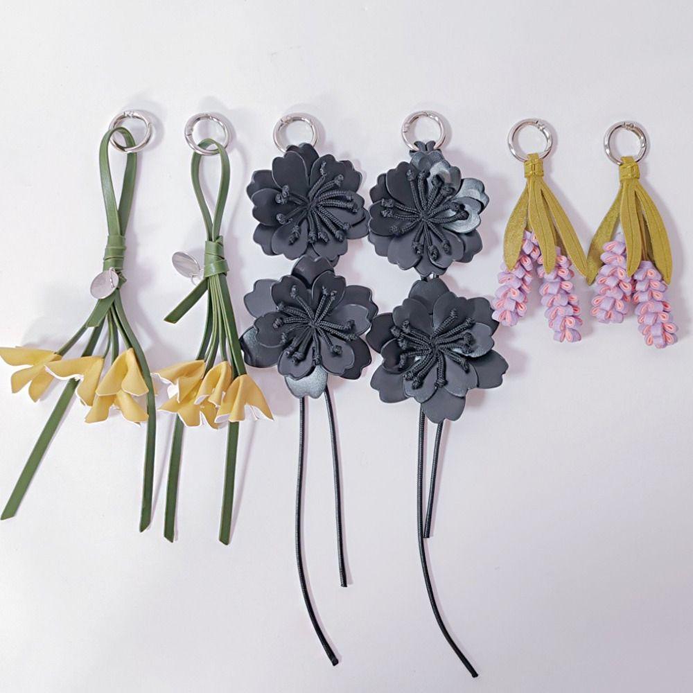 Hanger Pu Flower Keychain Purple Bag Charm Lovely Pu Leather Flower Pendant Women