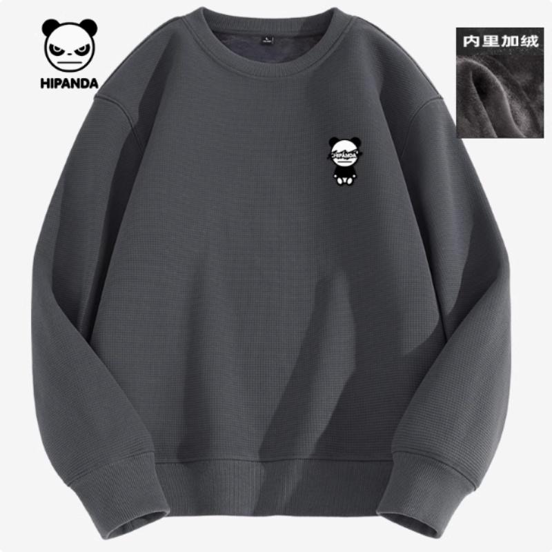 Thick Waffle and Velvet Round Neck Hoodie