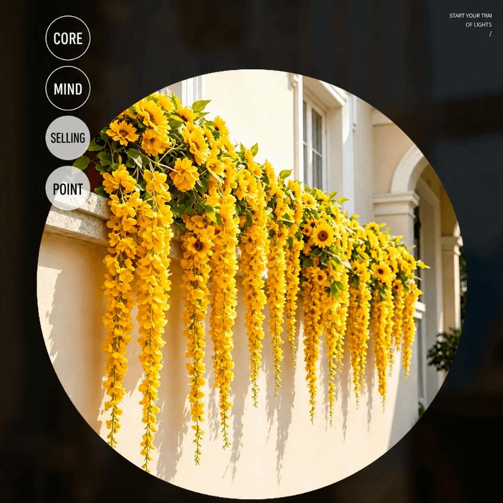 Cherry Flower Artificial Wisteria Flower Vine Hanging Design Hanging Garland Wall Decoration