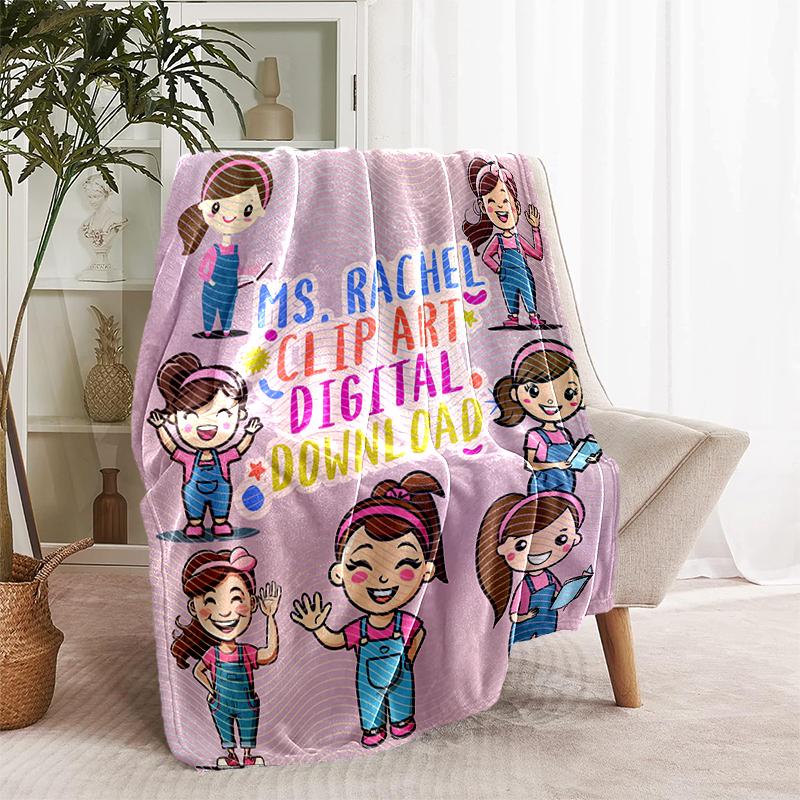 1pc Blanket Franco Ms. Rachel Educational Adventures Print Design, Lightweight Blanket for Sofa, Bed- Soft &Warm, Gift for All Seasons like Christmas,