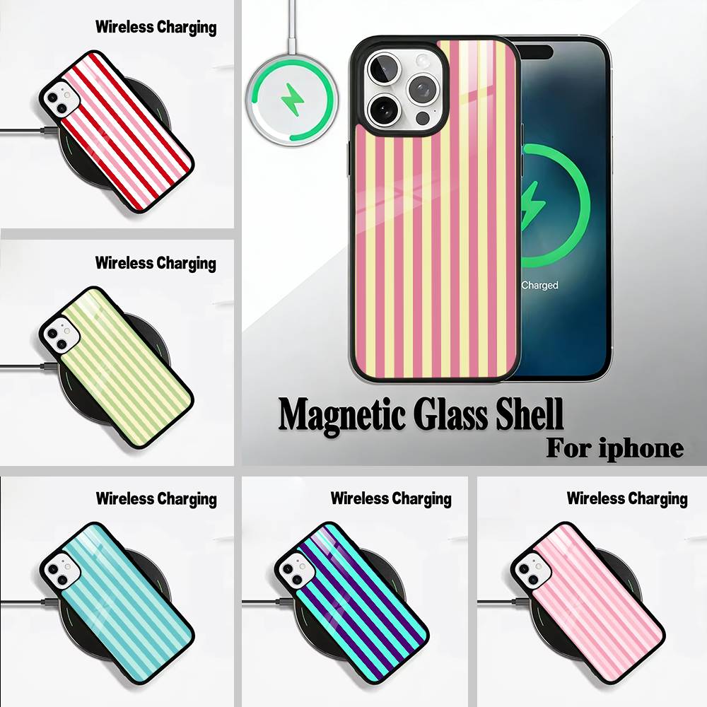 Simple Color Stripes Wireless charging phone case compatible with iPhone 17/16/15/14/13/12/11