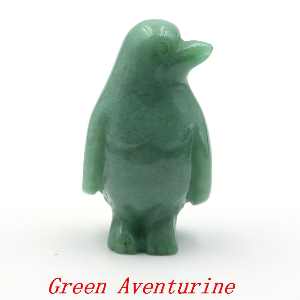 Cute Penguin Statue Natural Amethyst Rose Quartz Healing Crystals Stones Carving Reiki Animal Figurines Crafts Room Decoration