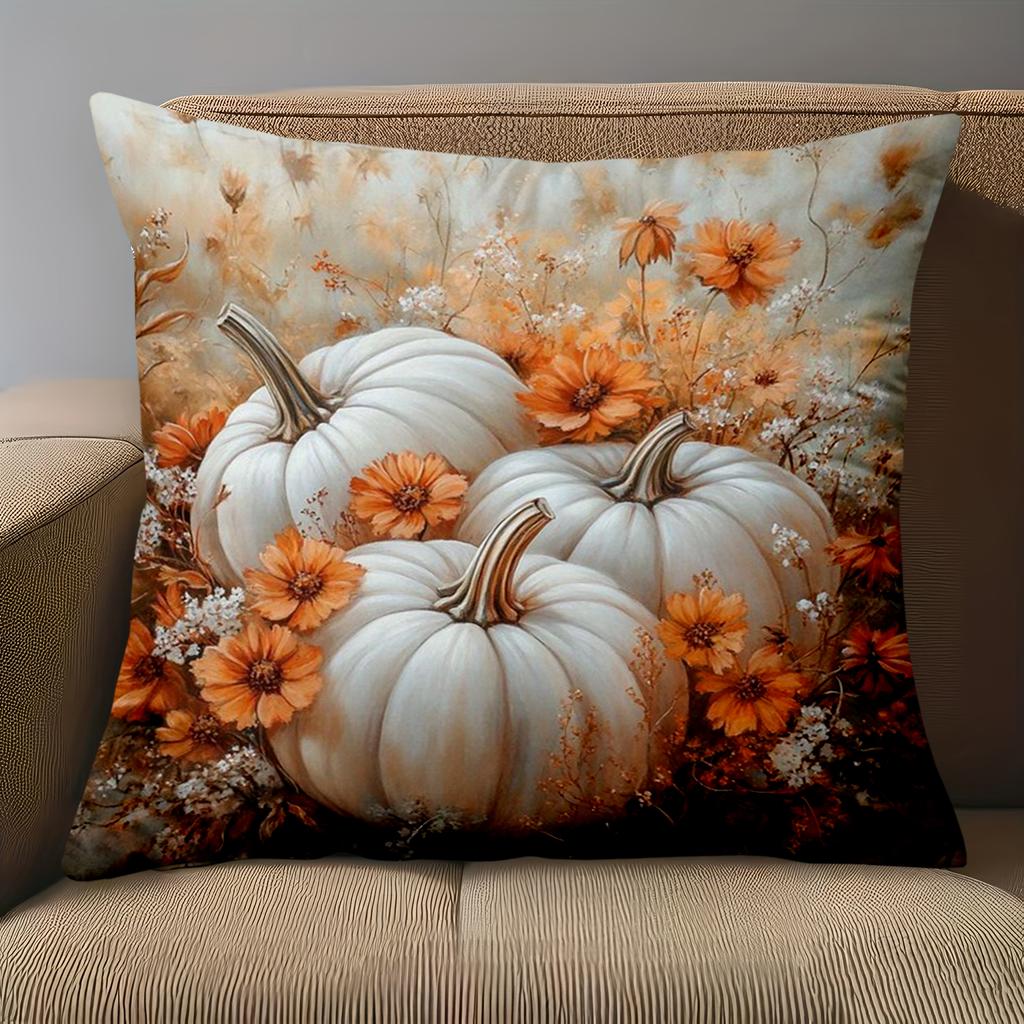 1 Pieces-2D flat printing Autumn Pumpkins And Flowers Decorative Cushions Polyester pillowcase, sofa decorative cushion cov