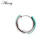 Alisouy 2PCS Punk Rock Hiphop Stainless Steel Enamel Circle Round Ear Helix Clip Huggie Buckle Women Men Unisex Hoop Earrings