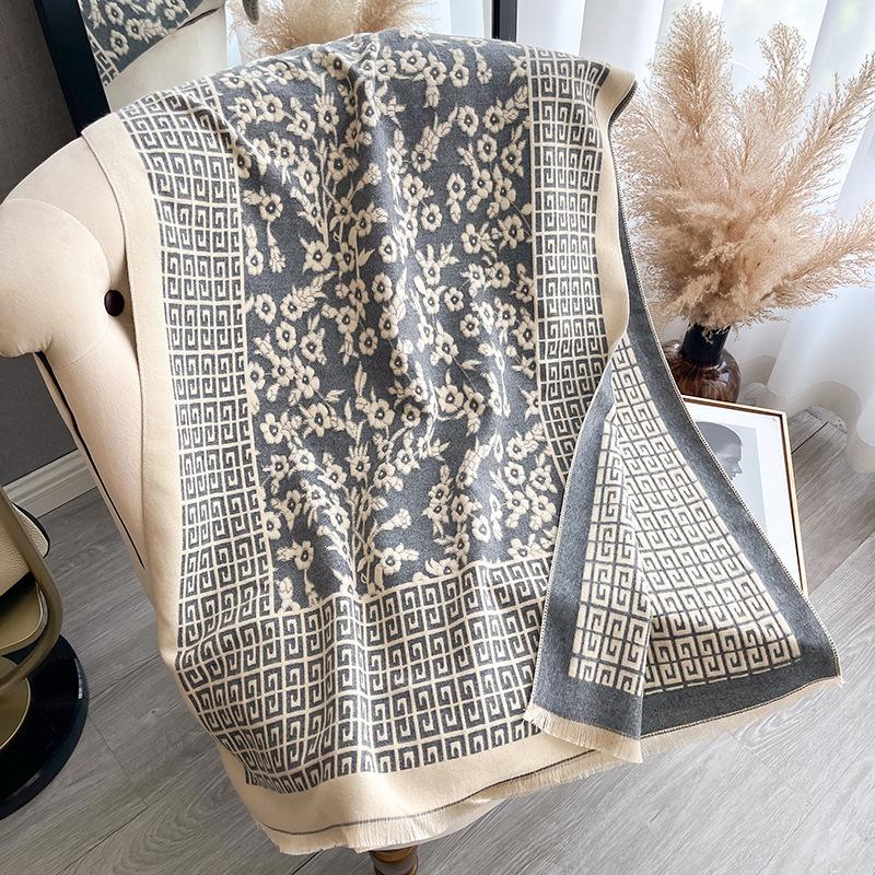 Узор напечатанный двухсторонний шарф зимний высококачественный теплый платок для женщин