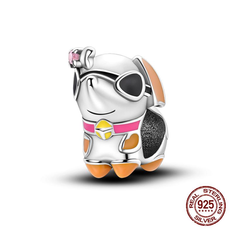 100% стерлингового серебра 925 пробы с изображением кофейного кота, кролика, медведя, пингвина, бусины, подходят для 925 оригинальных браслетов, сделай сам, подарок на день рождения, ювелирные изделия