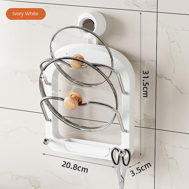 4010 Вакуумная подставка для крышек кастрюль Подставка для разделочных досок Съемный поддон для сушки Настенная кухонная стойка для хранения