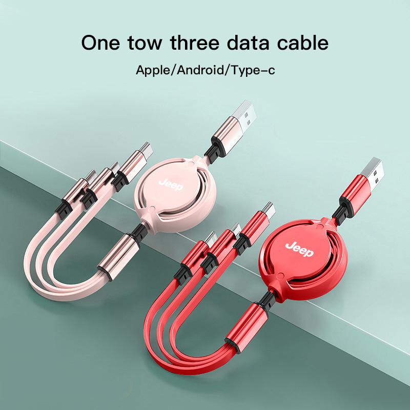 3 In 1 Retractable Car Charging Cable Multi USB Port Fast Charger Cord For Jeep Renegade Wagoneer Avenger Wrangler JK Valve Stem KUBEL1