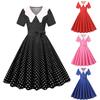 Women's Vintage Long Sleeve Polka Dots 1950s Housewife Party Ball Dress