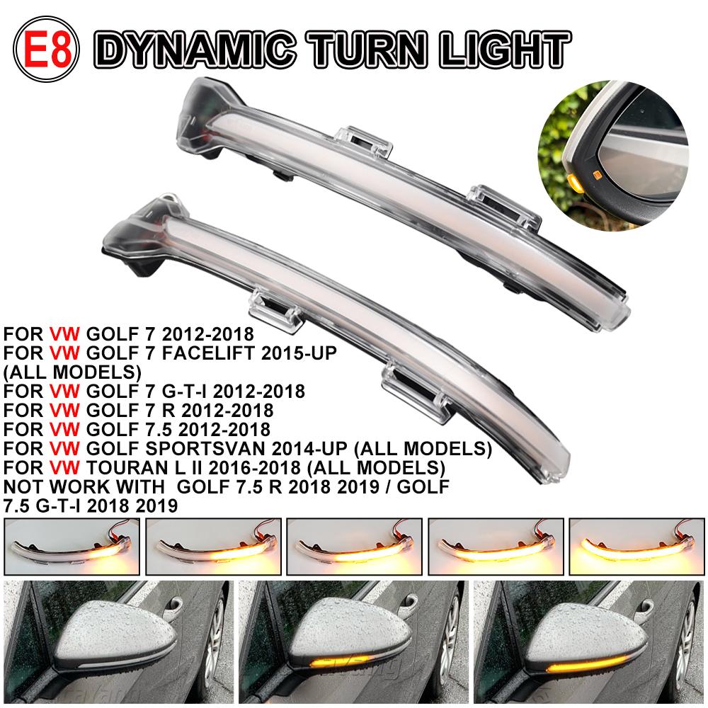 2X Flowing Water Dynamic Side Mirror Sequential Blinker LED Turn Signal Light for VW Golf 7 VII MK7 MK7.5 GTI R Sportsvan Touran