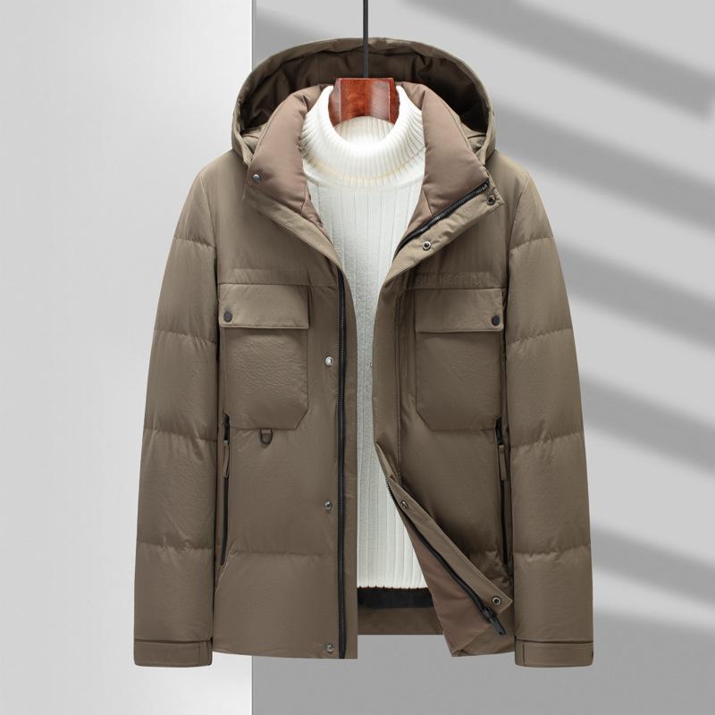 Men's Down Jacket Winter Business Casual Hooded Thick Outdoor Tooling Down Jacket Men's Jacket