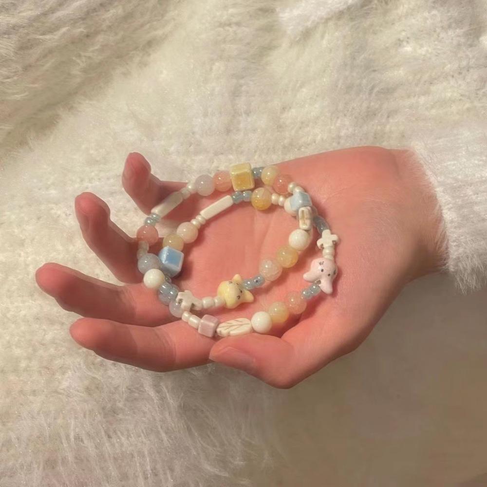 Крутой милый браслет из бисера, эстетичный браслет из бисера, модный красочный керамический браслет с кошкой