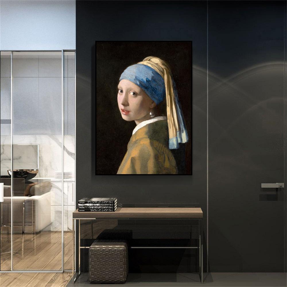Жемчужные серьги Vermeer Girl 1665, выставочный постер, художественная печать на холсте, украшение для дома