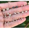 GADBLESJEW 9 Pairs/set Moon Stars Heart Lightning Bijoux Crystal Stud EarringS