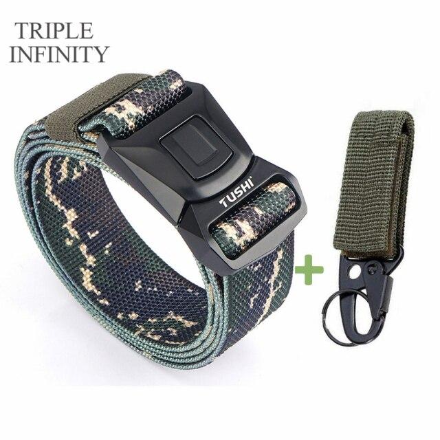 Новый мужской ремень для брюк, цинковый сплав, сменная пряжка, защитные мужские ремни для работы на открытом воздухе, быстросохнущий прочный нейлоновый повседневный вязаный ремень