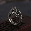 Men Fashion Creative Black Color Open Dragon Ring Trendy Personality Domineering Exaggerated Open Dragon Ring Gift Accessories
