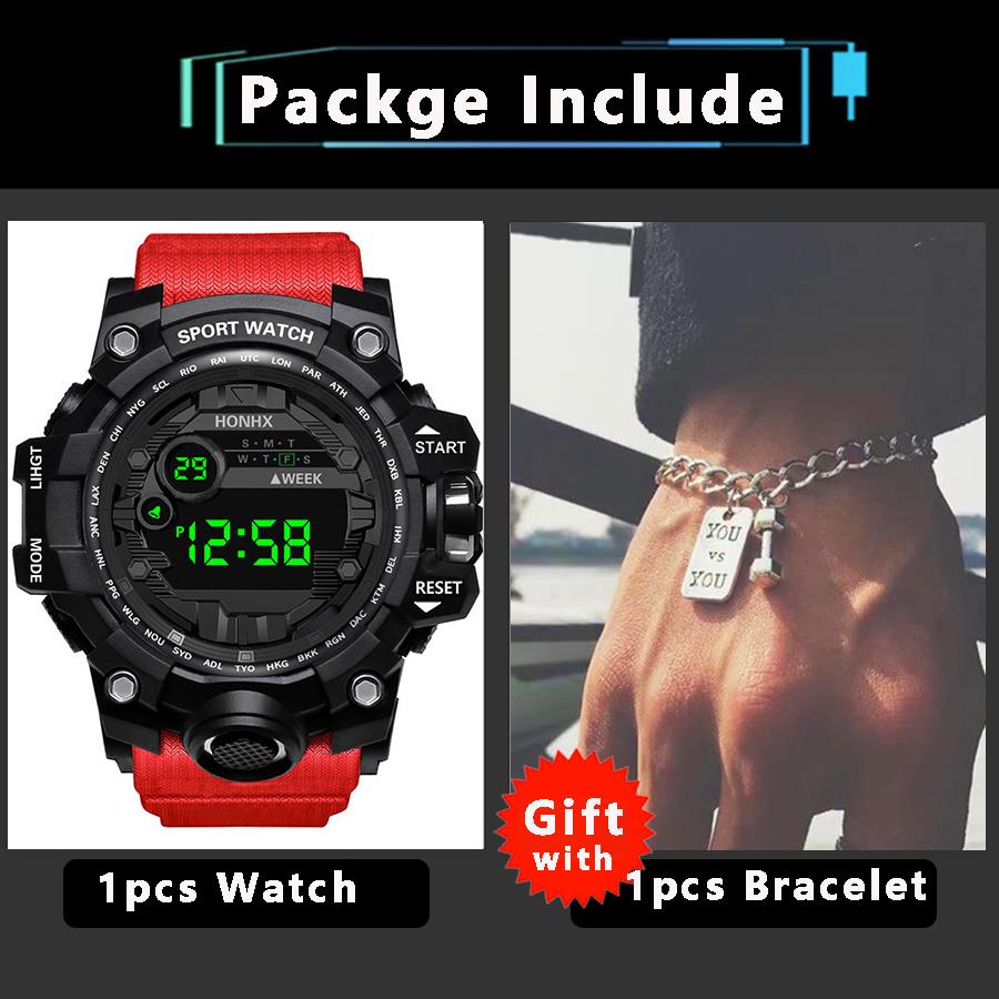 Multifunction Men's Watches Outdoor LED Digital Sports Watch for Man Kids Teen Dark-screen Design Luminous Electronic Wristwatch