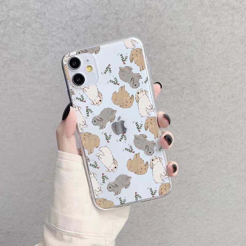 Мультяшный Милый Кролик Животное Прозрачный Чехол для Телефона для iphone 7 8 plus SE 2020 11 12 13 Pro Max X XS MAX XR Задняя Мягкая Прозрачная Крышка