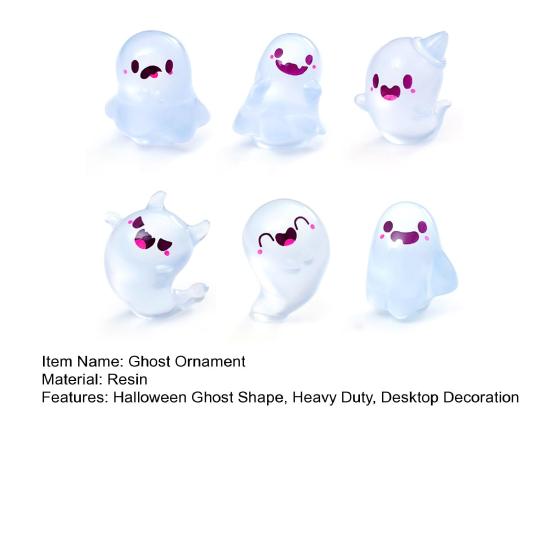 6/12/24Pcs Halloween Ghost Figurine Glow-in-the-dark Mini Cartoon Ghost Resin Statue Luminous Miniature Ghost Ornament Desktop Decoration