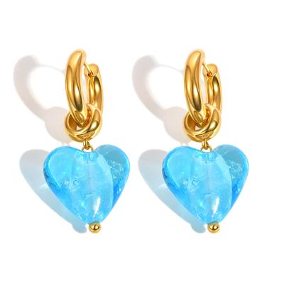 Серьги-сердечки из нержавеющей стали, Розовые/Голубые/Красные Легкие Серьги-подвески в виде сердечек любви, Шарм Модная бижутерия Подарок для Женщин Девушек