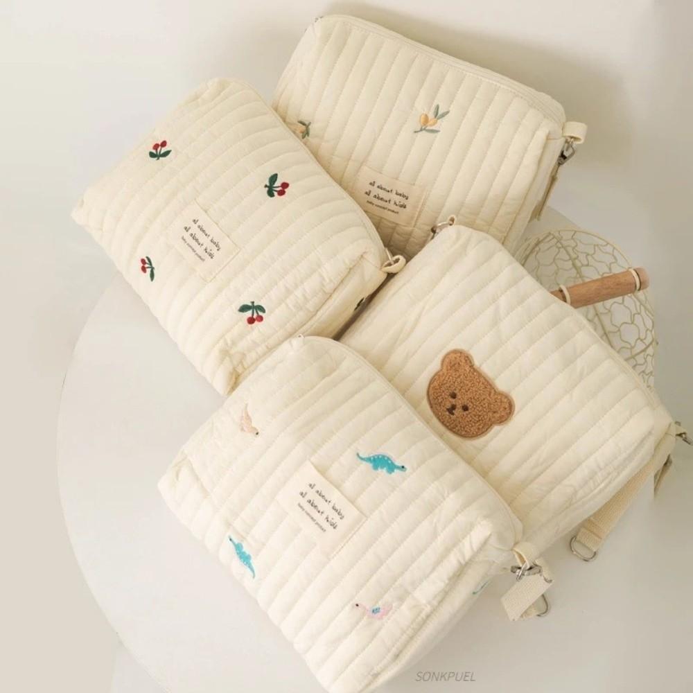 Zipper Cotton Diaper Bag Embroidery Baby Nappy Organizer Ins Makeup Bags Baby