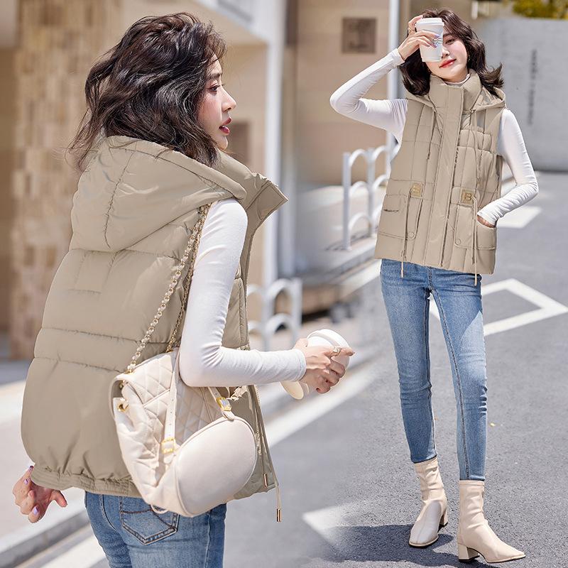 New Autumn and Winter Women's Fashionable Down Cotton Vest Vest Vest Loose and Versatile Outer Wear Cotton Vest