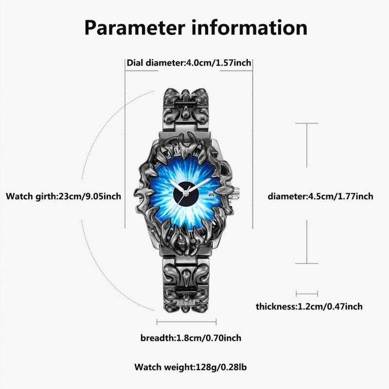 Alabaster Y2K Claw Design Watch Men Hip Hop Retro Style Quartz Wristwatch With Stainless Steel Band