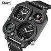 Oulm 1169 Big Dial Analog Luminous Hands Quartz Wrist Watch Clock PU Leather Band Multiple Time Zone Fashion Casual Mens Watch