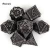 7 шт. серебряные металлические кубики в виде рыбьей чешуи, набор цельных металлических многогранных кубиков, подходящий для ролевой игры, настольной игры, карточной игры