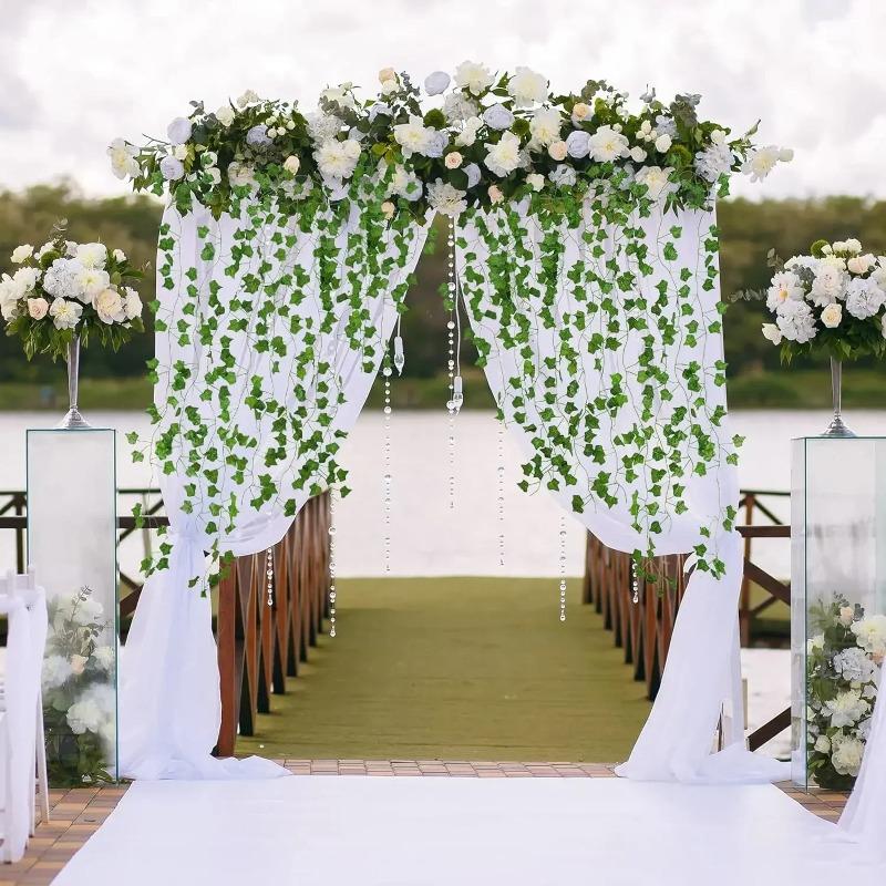 2,2 м Искусственные листья лианы Подвесная поддельная лоза Плющ Гирлянда Шелковые настенные растения Свадебная вечеринка DIY Садовое украшение Зеленый ротанг