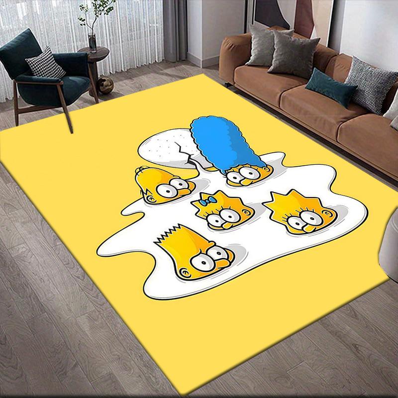 The Simpsons Flannel Pattern Square Carpet,Area Rug,Carpet Rug for Living Room Bedroom Sofa Playroom Decor,Non-slip Floor Mat