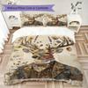 Retro Deer Pattern Bedding uilt Set uilt Cover Pillowcase Home Decoration Birthday Gift (1 * duvet cover + 2 * pillowcase  without core)