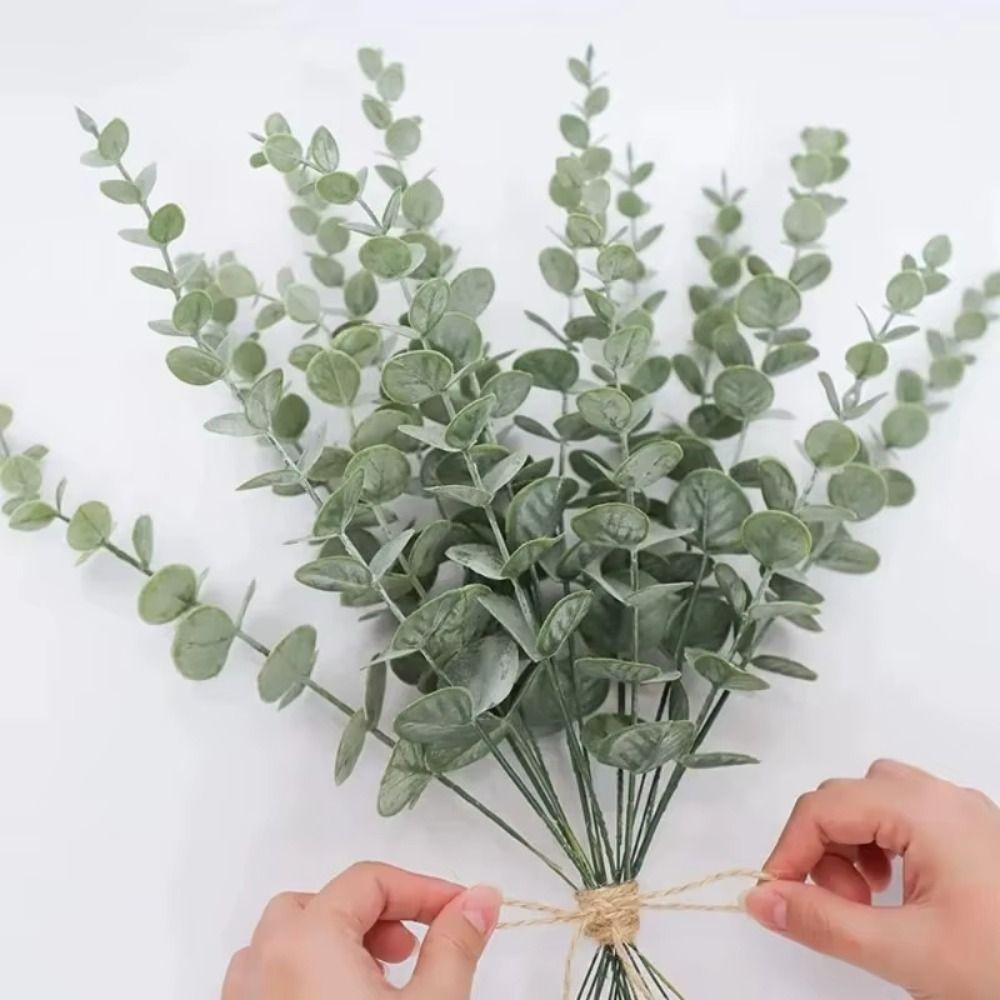 20Pcs Decoration Fake Eucalyptus Plants Bendable Silk Eucalyptus Leaf Living Room Decoration